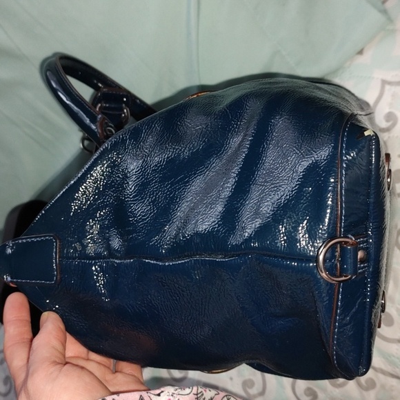 Coach Glossy Navy Leather Satchel - Picture 14 of 16